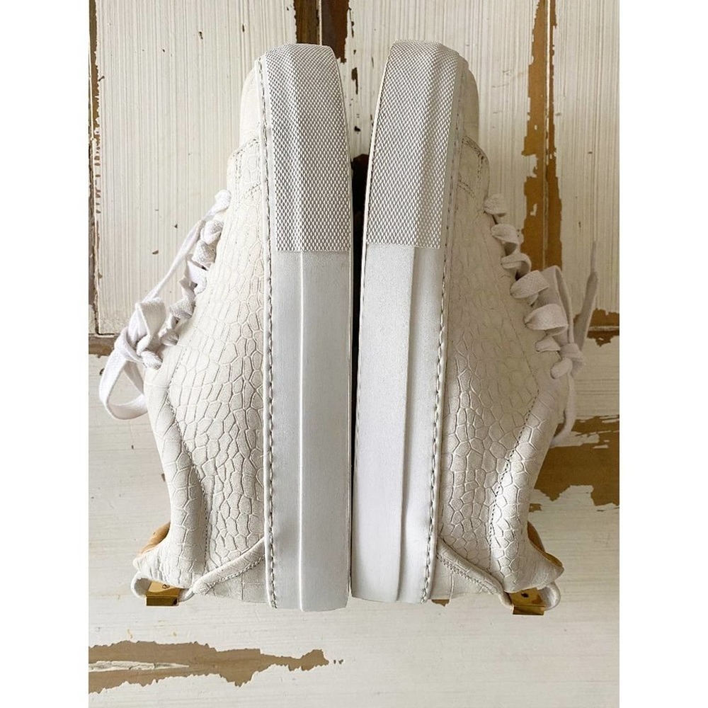 Buscemi En Noir White Crocodile Embossed Leather Low Top Sneakers Shoes Size 6 - Picture 3 of 11